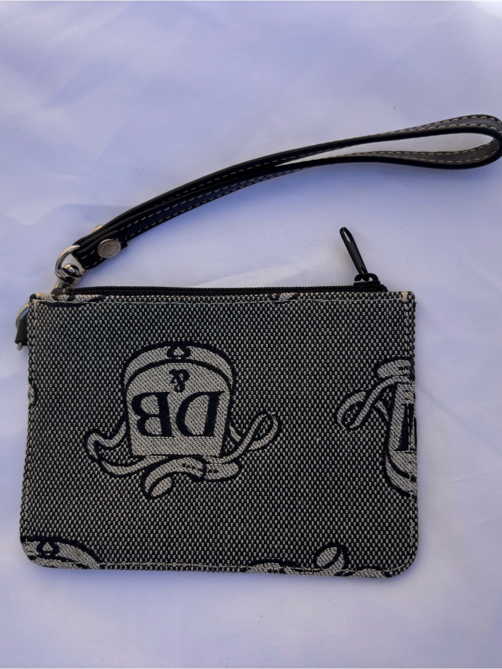 Dooney & Bourke Black and Cream Wristlet Clutch